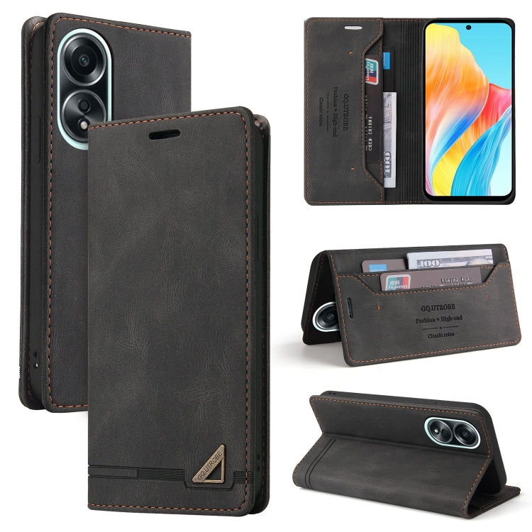 For OPPO A58 4G Skin Feel Anti-theft Brush Horizontal Flip Leather Case with Holder(Black) - OPPO Cases by PMC TechLife | Online Shopping South Africa | PMC TechLife | Buy Now Pay Later Mobicred