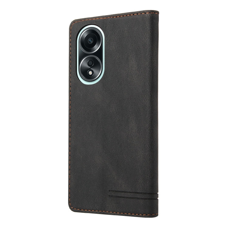 For OPPO A58 4G Skin Feel Anti-theft Brush Horizontal Flip Leather Case with Holder(Black) - OPPO Cases by PMC TechLife | Online Shopping South Africa | PMC TechLife | Buy Now Pay Later Mobicred