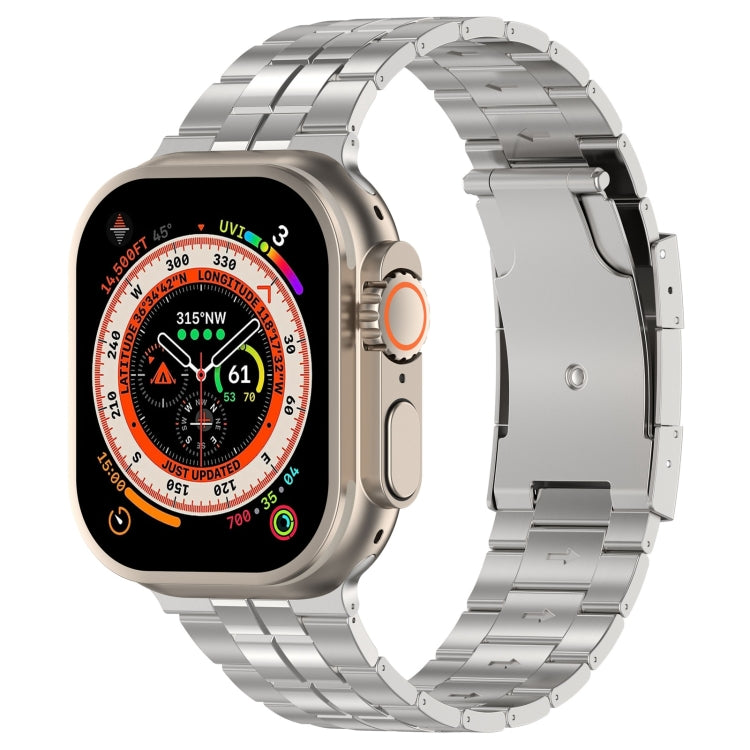 For Apple Watch Ultra 49mm Tortoise Buckle Titanium Steel Watch Band(Silver) - Watch Bands by PMC TechLife | Online Shopping South Africa | PMC TechLife