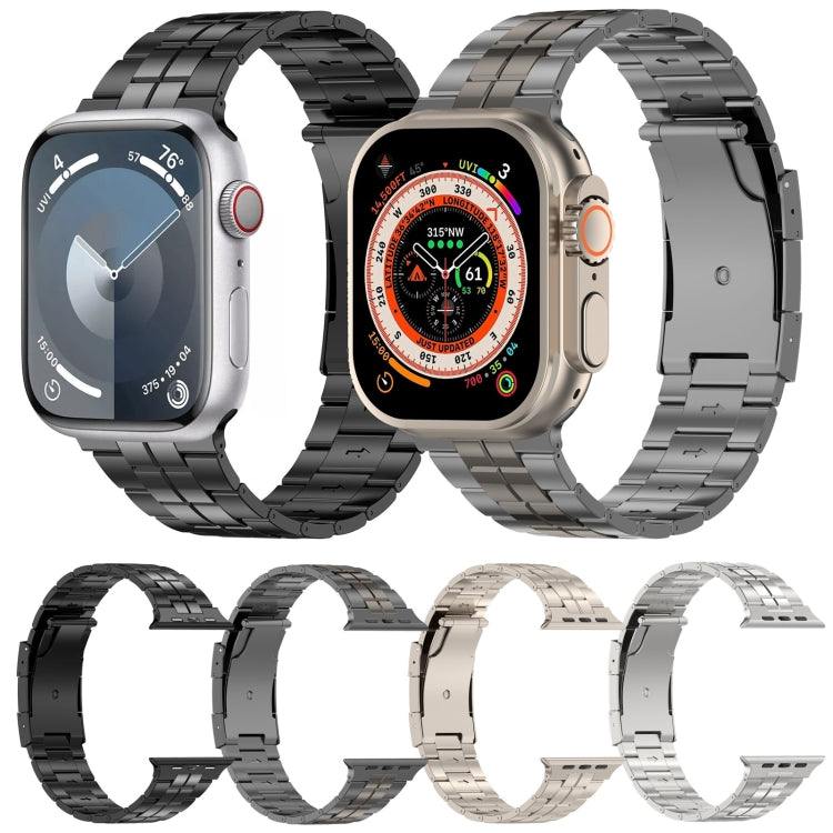 For Apple Watch SE 44mm Tortoise Buckle Titanium Steel Watch Band(Starlight) - Watch Bands by PMC TechLife | Online Shopping South Africa | PMC TechLife