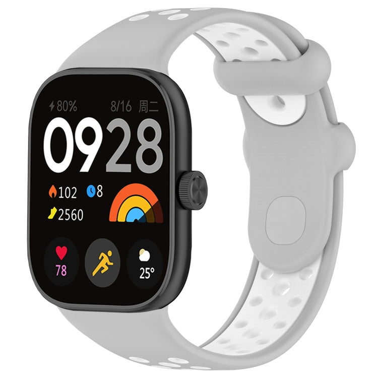 For Redmi Watch 4 Two Color Silicone Sports Watch Band(Grey White) - Watch Bands by PMC TechLife | Online Shopping South Africa | PMC TechLife