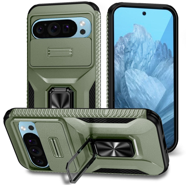 For Google Pixel 9 / Pixel 9 Pro Sliding Camshield Holder Phone Case(Alpine Green) - Google Cases by PMC TechLife | Online Shopping South Africa | PMC TechLife | Buy Now Pay Later Mobicred