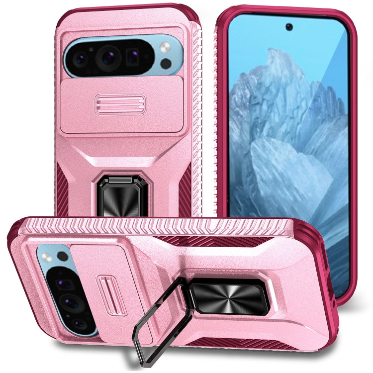 For Google Pixel 9 / Pixel 9 Pro Sliding Camshield Holder Phone Case(Pink + Rose Red) - Google Cases by PMC TechLife | Online Shopping South Africa | PMC TechLife | Buy Now Pay Later Mobicred