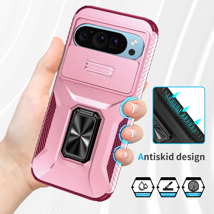 For Google Pixel 9 / Pixel 9 Pro Sliding Camshield Holder Phone Case(Pink + Rose Red) - Google Cases by PMC TechLife | Online Shopping South Africa | PMC TechLife | Buy Now Pay Later Mobicred