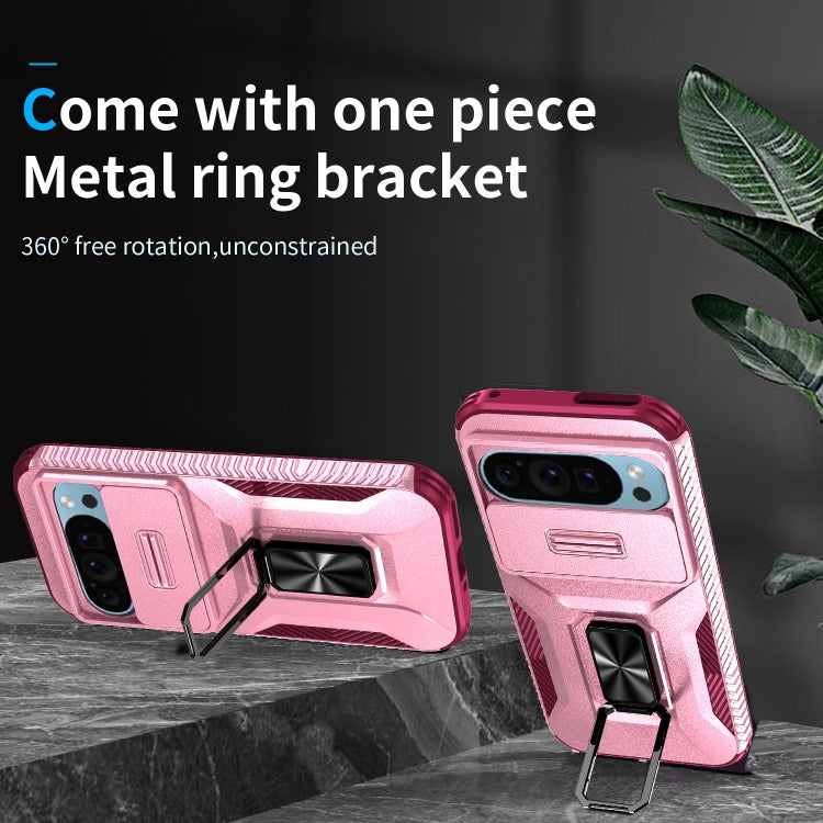 For Google Pixel 9 / Pixel 9 Pro Sliding Camshield Holder Phone Case(Pink + Rose Red) - Google Cases by PMC TechLife | Online Shopping South Africa | PMC TechLife | Buy Now Pay Later Mobicred