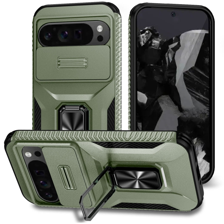 For Google Pixel 9 Pro XL Sliding Camshield Holder Phone Case(Alpine Green) - Google Cases by PMC TechLife | Online Shopping South Africa | PMC TechLife | Buy Now Pay Later Mobicred