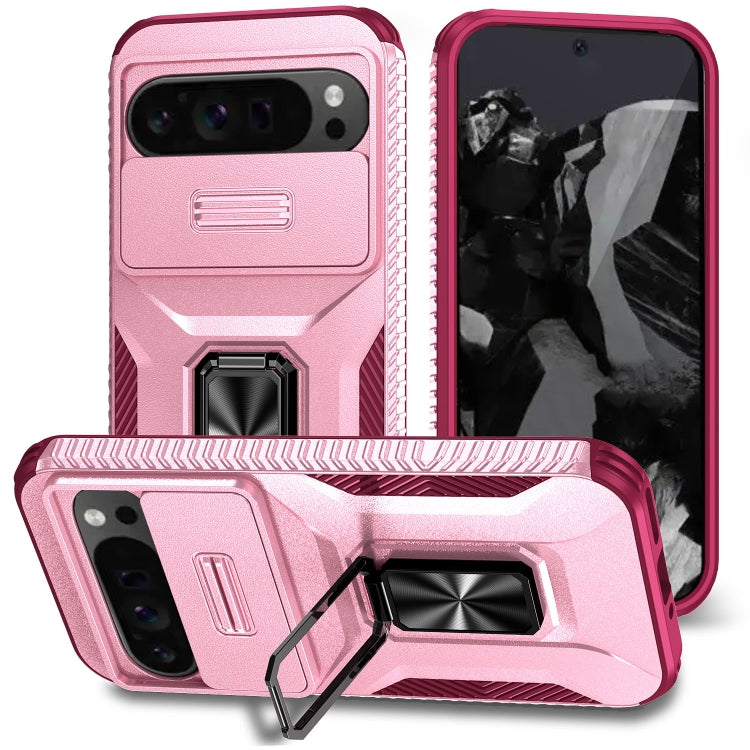 For Google Pixel 9 Pro XL Sliding Camshield Holder Phone Case(Pink + Rose Red) - Google Cases by PMC TechLife | Online Shopping South Africa | PMC TechLife | Buy Now Pay Later Mobicred