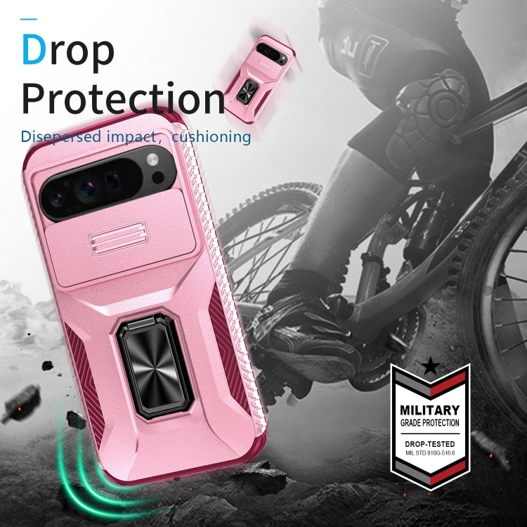 For Google Pixel 9 Pro XL Sliding Camshield Holder Phone Case(Pink + Rose Red) - Google Cases by PMC TechLife | Online Shopping South Africa | PMC TechLife | Buy Now Pay Later Mobicred