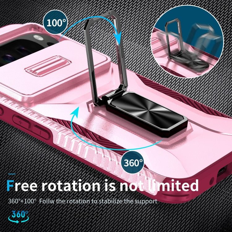 For Google Pixel 9 Pro XL Sliding Camshield Holder Phone Case(Pink + Rose Red) - Google Cases by PMC TechLife | Online Shopping South Africa | PMC TechLife | Buy Now Pay Later Mobicred