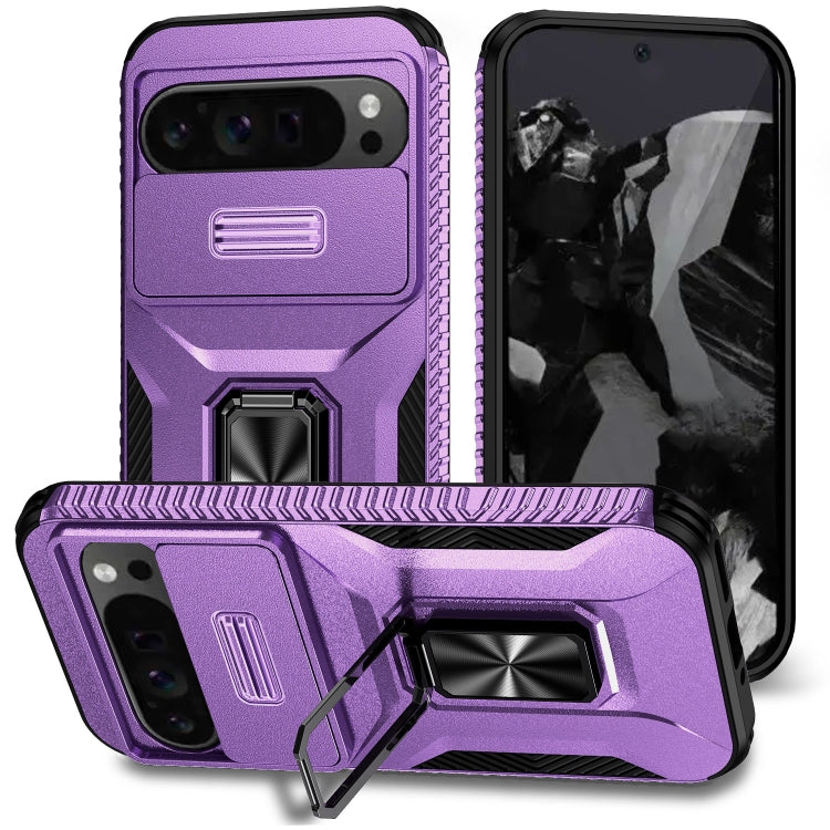 For Google Pixel 9 Pro XL Sliding Camshield Holder Phone Case(Purple) - Google Cases by PMC TechLife | Online Shopping South Africa | PMC TechLife | Buy Now Pay Later Mobicred