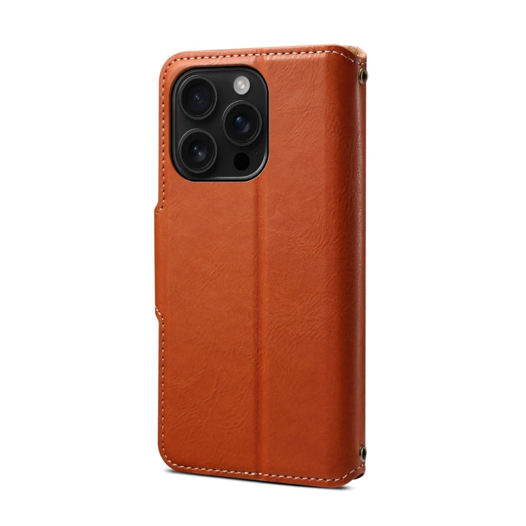 For iPhone 16 Pro Denior Cowhide Texture Wallet Style Leather Phone Case(Brown) - free shipping - PMC Jewellery - Order now!