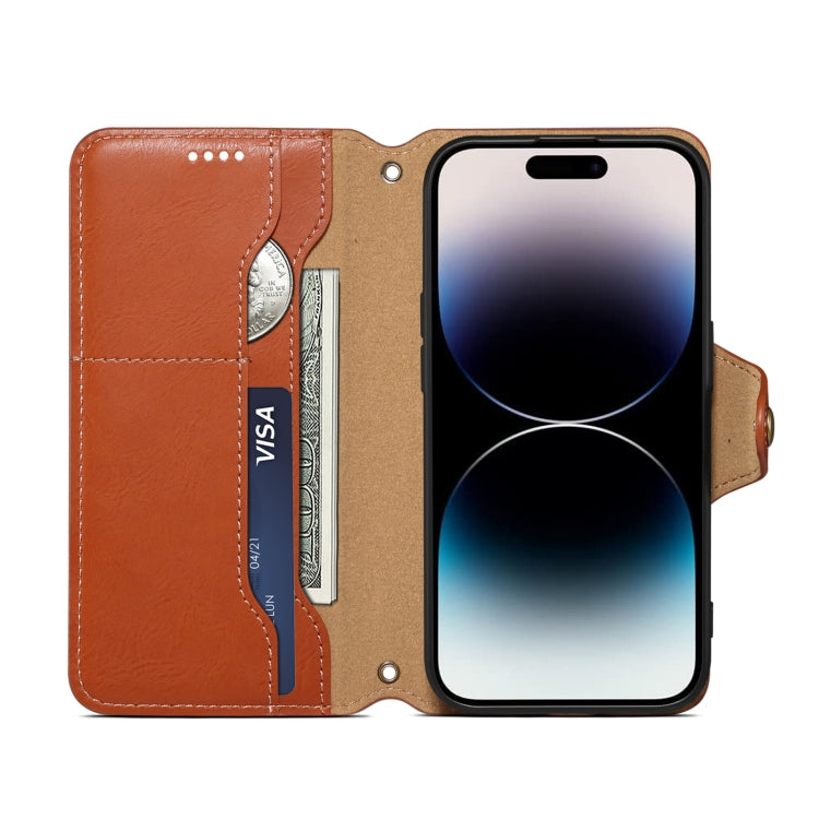 For iPhone 16 Pro Denior Cowhide Texture Wallet Style Leather Phone Case(Brown) - free shipping - PMC Jewellery - Order now!
