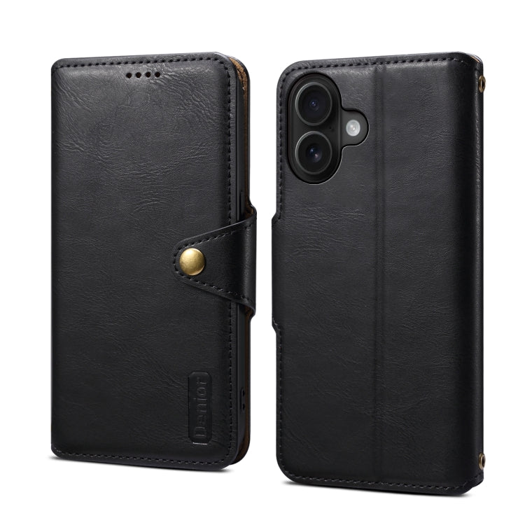 For iPhone 16 Denior Cowhide Texture Wallet Style Leather Phone Case(Black) - free shipping - PMC Jewellery - Order now!