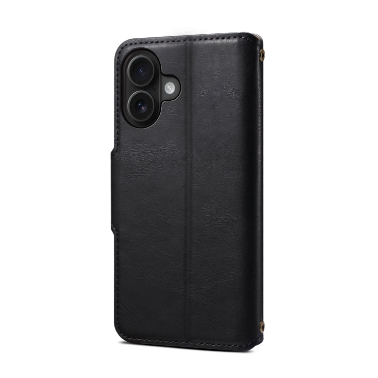 For iPhone 16 Denior Cowhide Texture Wallet Style Leather Phone Case(Black) - free shipping - PMC Jewellery - Order now!