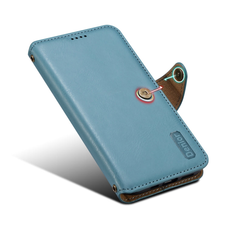 For iPhone 16 Denior Cowhide Texture Wallet Style Leather Phone Case(Blue) - free shipping - PMC Jewellery - Order now!