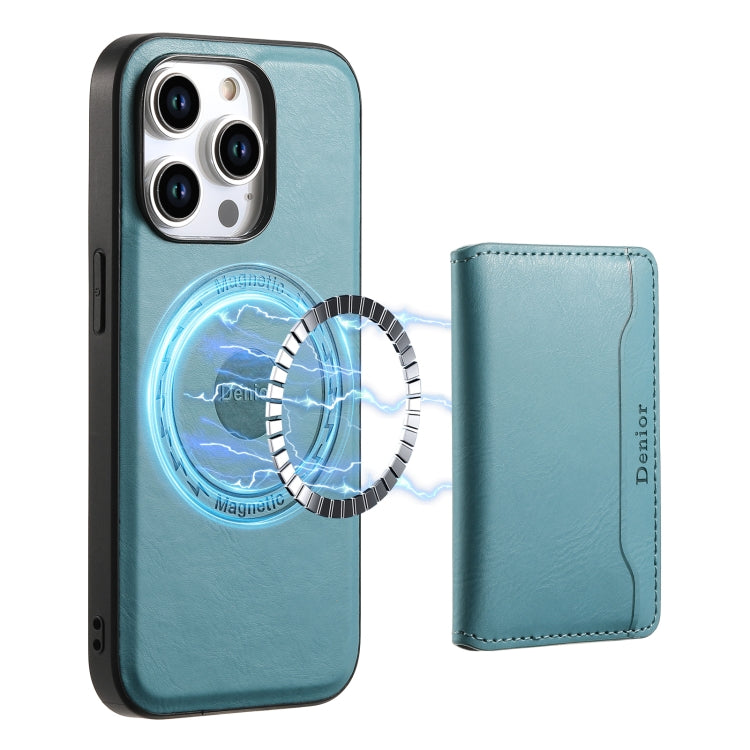 For iPhone 13 Pro Max Denior Cowhide Texture Leather MagSafe Detachable Wallet Phone Case(Blue) - free shipping - PMC Jewellery - Order now!