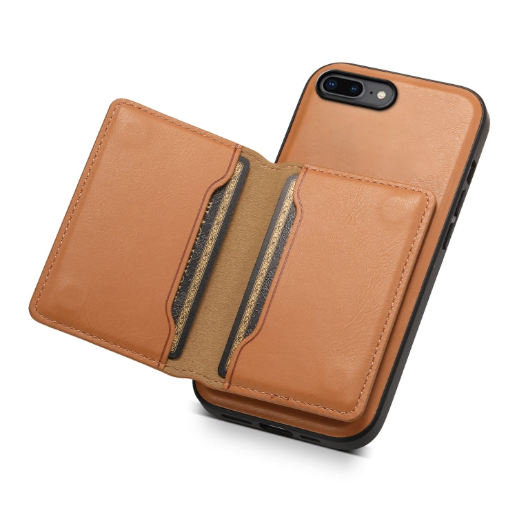 For iPhone 8 Plus/7 Plus Denior Cowhide Texture Leather MagSafe Detachable Wallet Phone Case(Khaki) - free shipping - PMC Jewellery - Order now!