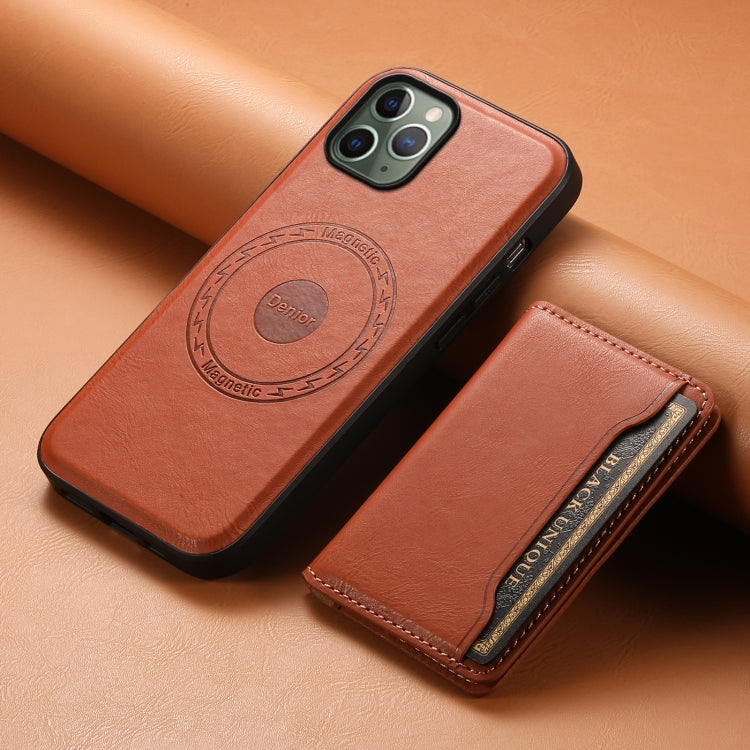 For iPhone 11 Pro Denior Cowhide Texture Leather MagSafe Detachable Wallet Phone Case(Brown) - free shipping - PMC Jewellery - Order now!