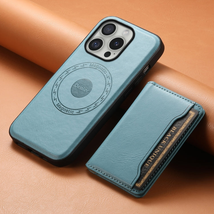 For iPhone 16 Pro Denior Cowhide Texture Leather MagSafe Detachable Wallet Phone Case(Blue) - free shipping - PMC TechLife - Order now!