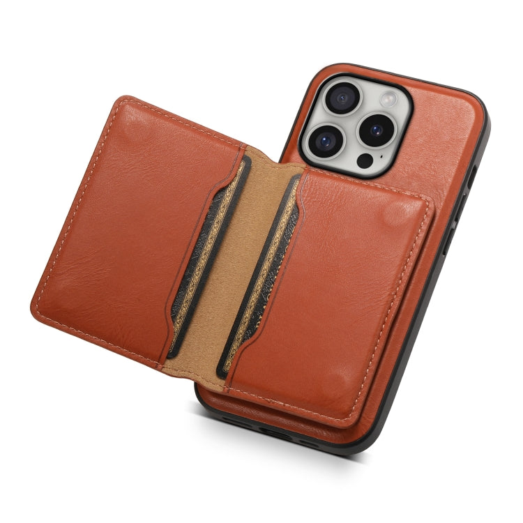 For iPhone 16 Pro Max Denior Cowhide Texture Leather MagSafe Detachable Wallet Phone Case(Brown) - iPhone 16 Pro Max Cases by Denior | Online Shopping South Africa | PMC TechLife | Buy Now Pay Later Mobicred