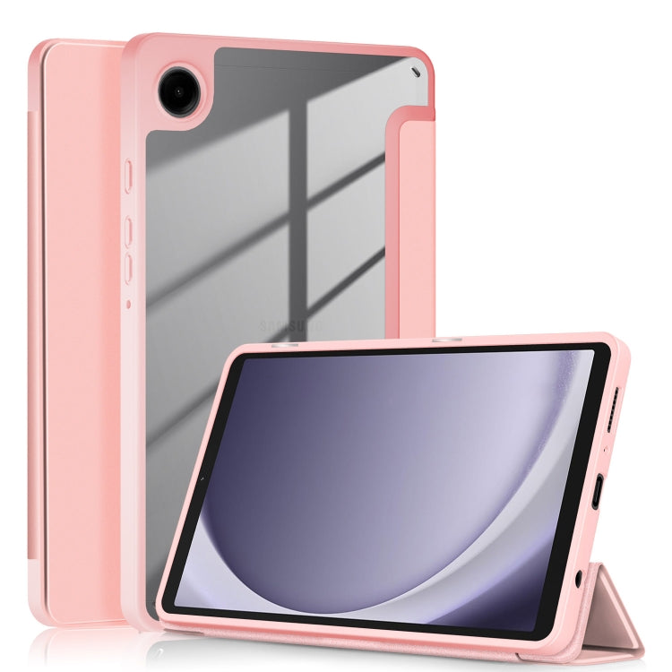For Samsung Galaxy Tab A9 Acrylic 3-folding Solid Color Smart Leather Tablet Case(Pink) - Galaxy Tab A9 by PMC TechLife | Online Shopping South Africa | PMC TechLife