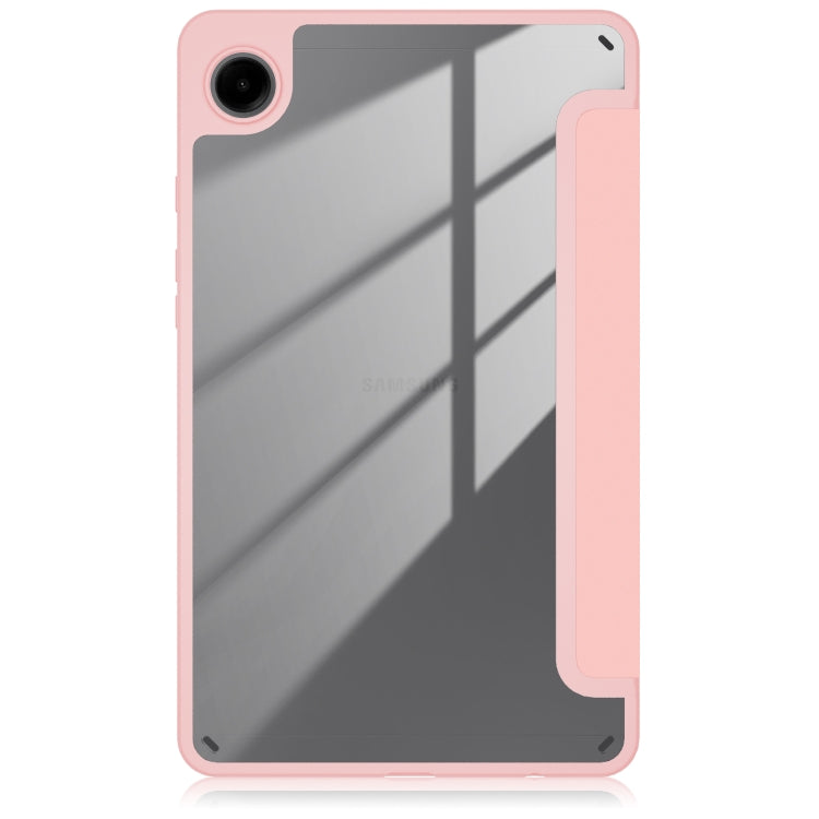 For Samsung Galaxy Tab A9 Acrylic 3-folding Solid Color Smart Leather Tablet Case(Pink) - Galaxy Tab A9 by PMC TechLife | Online Shopping South Africa | PMC TechLife