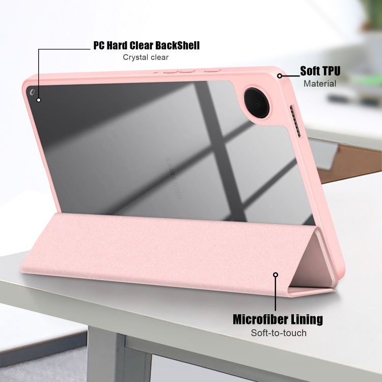 For Samsung Galaxy Tab A9 Acrylic 3-folding Solid Color Smart Leather Tablet Case(Pink) - Galaxy Tab A9 by PMC TechLife | Online Shopping South Africa | PMC TechLife