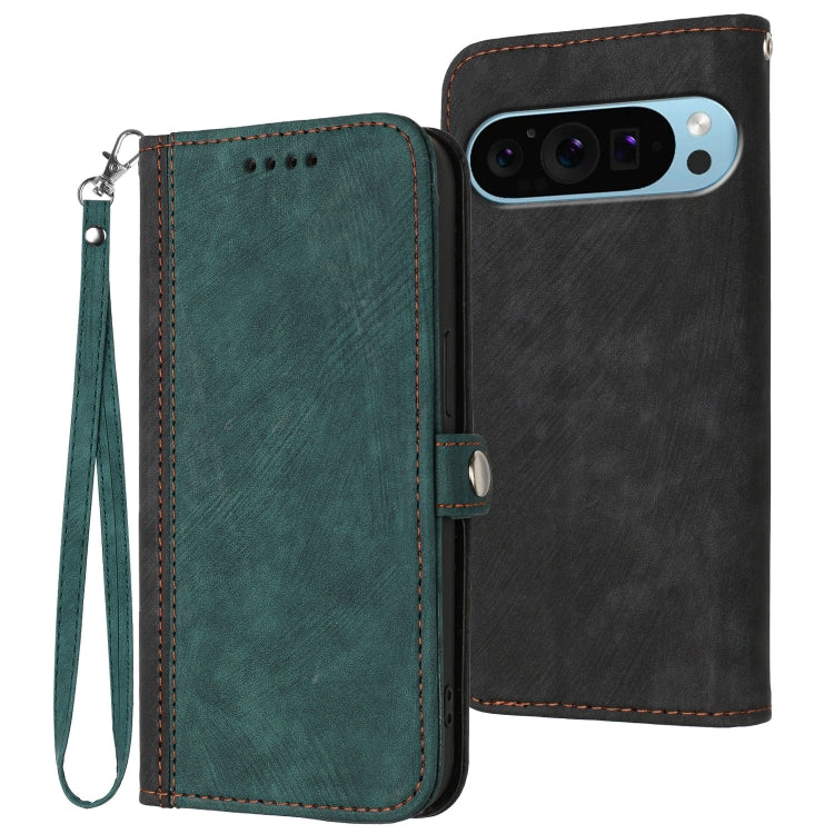 For Google Pixel 9 Pro Side Buckle Double Fold Hand Strap Leather Phone Case(Dark Green) - Google Cases by PMC TechLife | Online Shopping South Africa | PMC TechLife | Buy Now Pay Later Mobicred