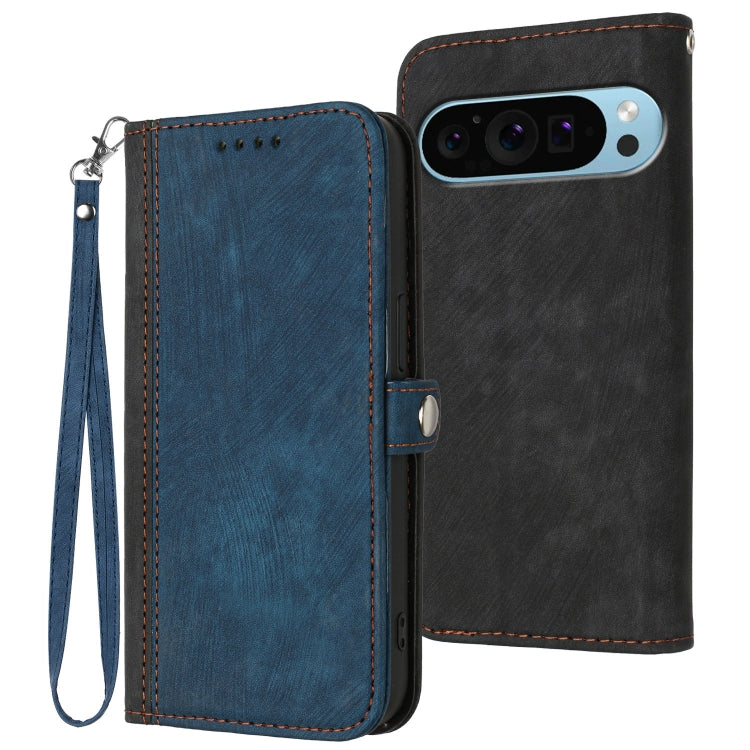 For Google Pixel 9 Side Buckle Double Fold Hand Strap Leather Phone Case(Royal Blue) - Google Cases by PMC TechLife | Online Shopping South Africa | PMC TechLife | Buy Now Pay Later Mobicred
