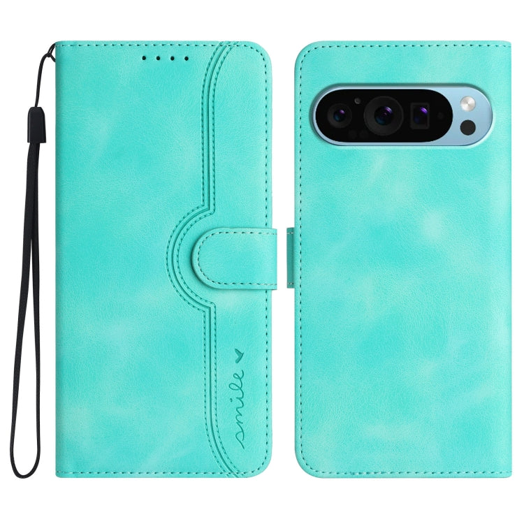 For Google Pixel 9 Pro Heart Pattern Skin Feel Leather Phone Case(Light Blue) - Google Cases by PMC TechLife | Online Shopping South Africa | PMC TechLife | Buy Now Pay Later Mobicred