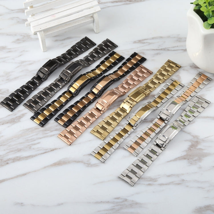 22mm Universal Three-Bead Stainless Steel Watch Band(Silver Rose Gold) - free shipping - PMC TechLife - Order now!