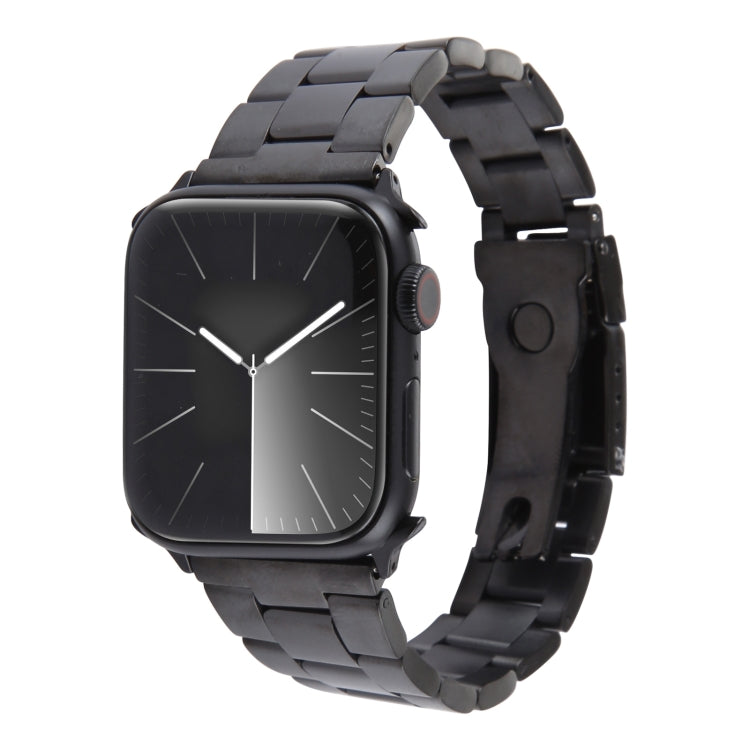 For Apple Watch Series 9 41mm Three-Bead Stainless Steel Watch Band(Black) - free shipping - PMC TechLife - Order now!
