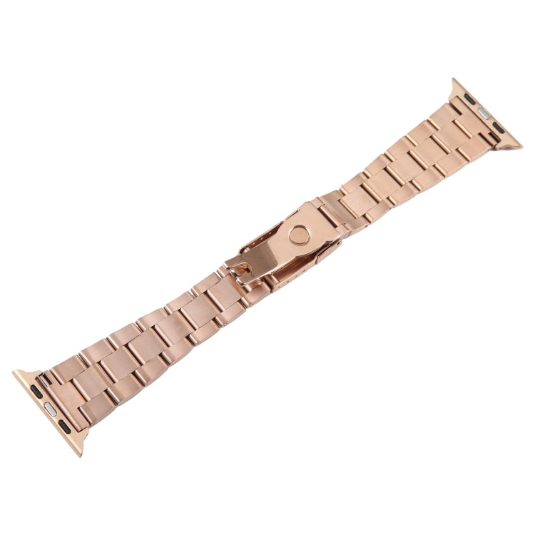 For Apple Watch Series 9 41mm Three-Bead Stainless Steel Watch Band(Rose Gold) - free shipping - PMC TechLife - Order now!