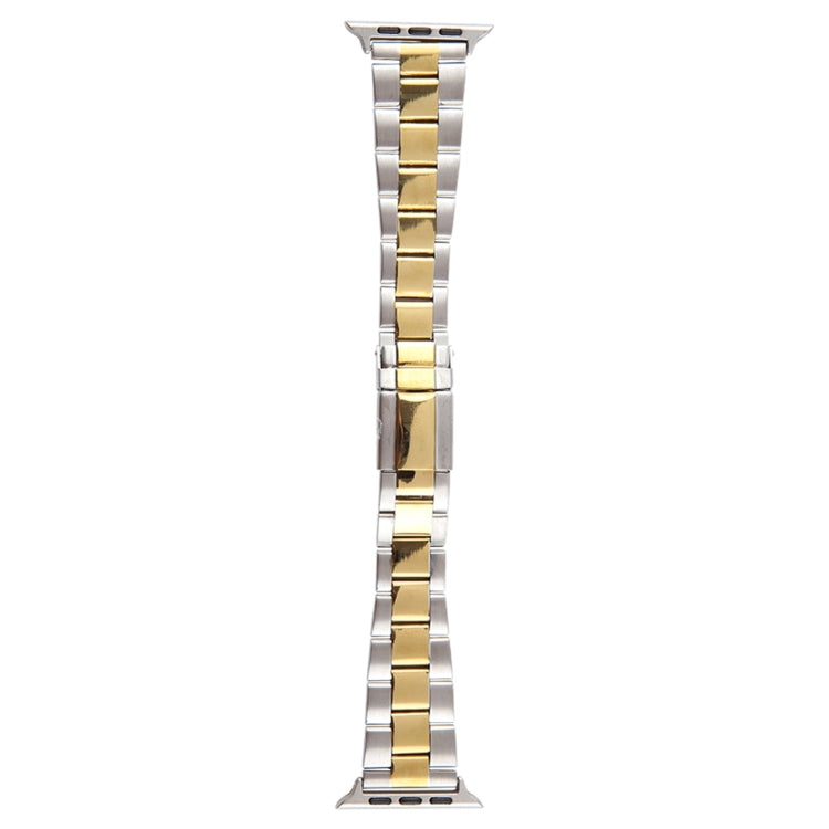 For Apple Watch Series 8 41mm Three-Bead Stainless Steel Watch Band(Silver Gold) - free shipping - PMC TechLife - Order now!