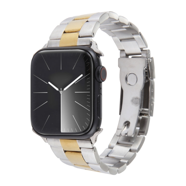 For Apple Watch SE 40mm Three-Bead Stainless Steel Watch Band(Silver Gold) - free shipping - PMC TechLife - Order now!