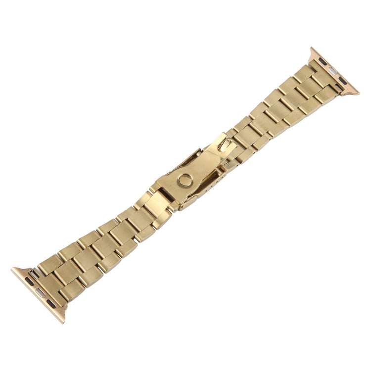 For Apple Watch SE 44mm Three-Bead Stainless Steel Watch Band(Gold) - free shipping - PMC TechLife - Order now!