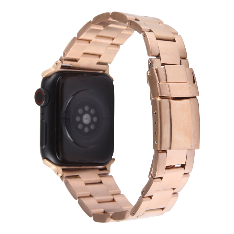 For Apple Watch SE 44mm Three-Bead Stainless Steel Watch Band(Rose Gold) - free shipping - PMC TechLife - Order now!
