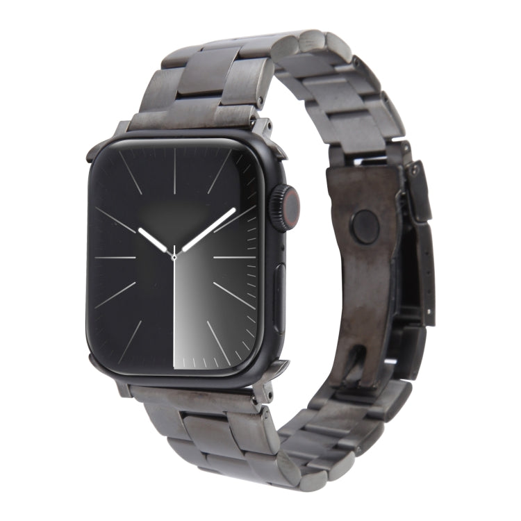 For Apple Watch SE 44mm Three-Bead Stainless Steel Watch Band(Gun Color) - free shipping - PMC TechLife - Order now!