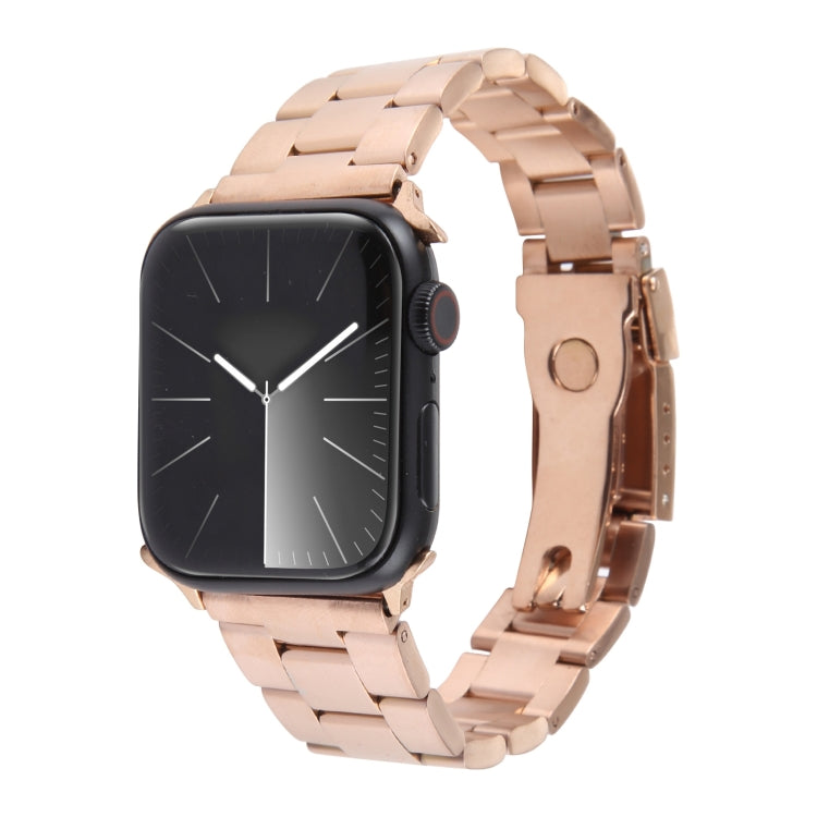 For Apple Watch Series 6 40mm Three-Bead Stainless Steel Watch Band(Rose Gold) - free shipping - PMC TechLife - Order now!
