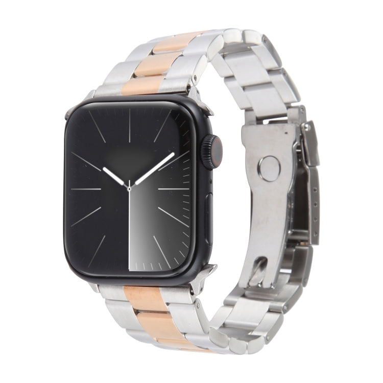 For Apple Watch Series 6 40mm Three-Bead Stainless Steel Watch Band(Silver Rose Gold) - free shipping - PMC TechLife - Order now!