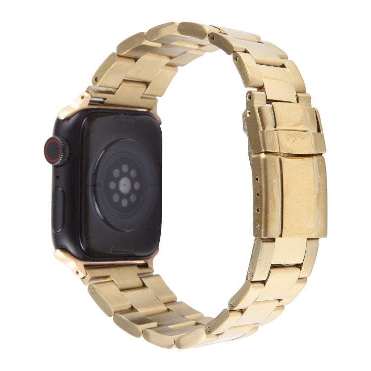 For Apple Watch Series 5 44mm Three-Bead Stainless Steel Watch Band(Gold) - free shipping - PMC TechLife - Order now!