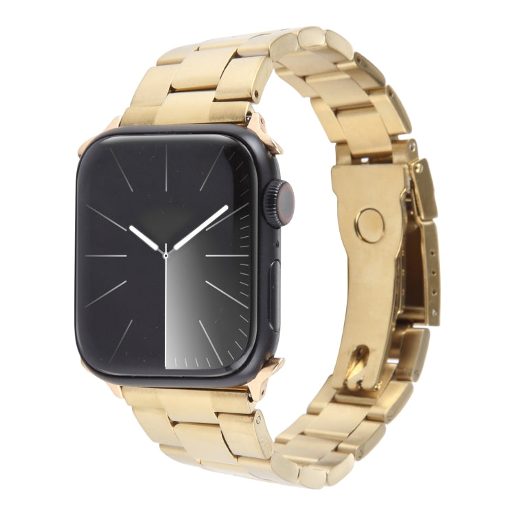 For Apple Watch 42mm Three-Bead Stainless Steel Watch Band(Gold) - free shipping - PMC TechLife - Order now!