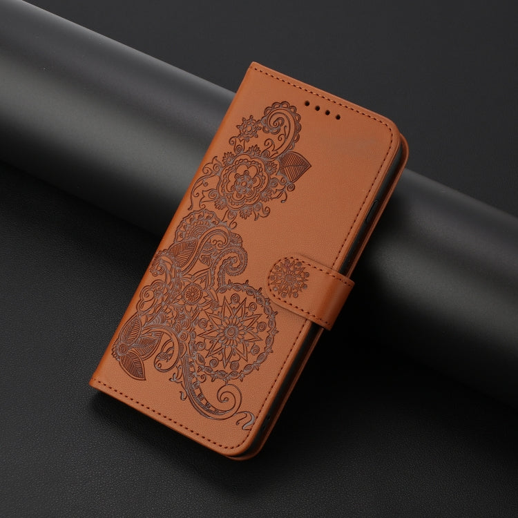 For Huawei Pura 70 Pro / Pura 70 Pro+ Datura Flower Embossed Flip Leather Phone Case(Brown) - Huawei Cases by PMC Jewellery | Online Shopping South Africa | PMC Jewellery | Buy Now Pay Later Mobicred