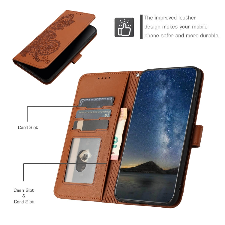 For Huawei Pura 70 Pro / Pura 70 Pro+ Datura Flower Embossed Flip Leather Phone Case(Brown) - Huawei Cases by PMC Jewellery | Online Shopping South Africa | PMC Jewellery | Buy Now Pay Later Mobicred