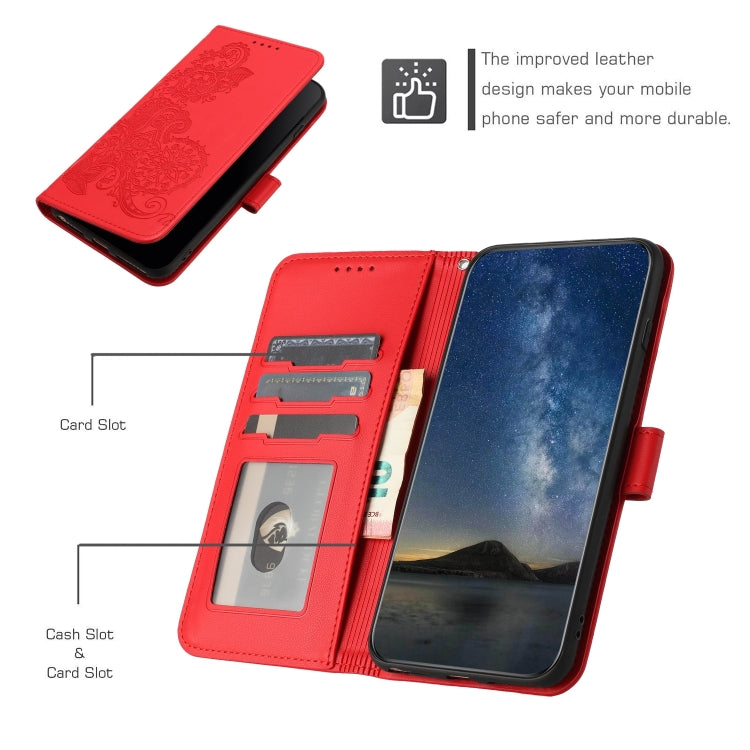 For Google Pixel 9 Pro Datura Flower Embossed Flip Leather Phone Case(Red) - Google Cases by PMC TechLife | Online Shopping South Africa | PMC TechLife | Buy Now Pay Later Mobicred