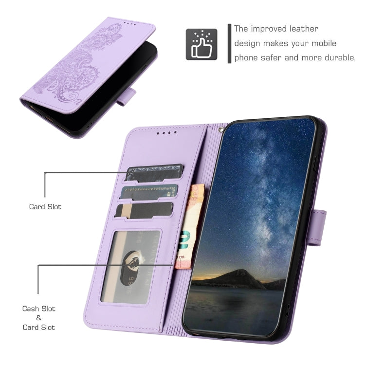 For Google Pixel 9 Pro Datura Flower Embossed Flip Leather Phone Case(Purple) - Google Cases by PMC TechLife | Online Shopping South Africa | PMC TechLife | Buy Now Pay Later Mobicred