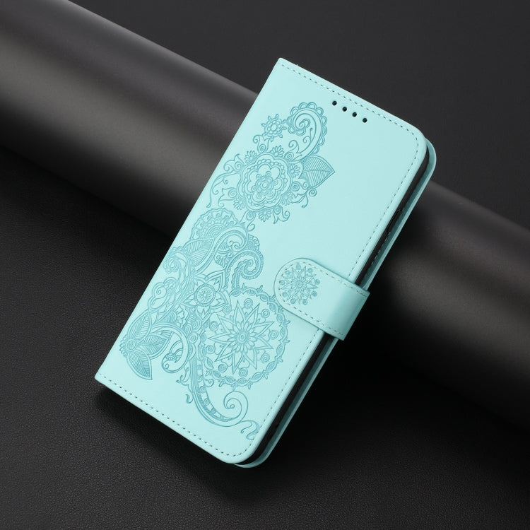For Google Pixel 9 Datura Flower Embossed Flip Leather Phone Case(Light blue) - Google Cases by PMC TechLife | Online Shopping South Africa | PMC TechLife | Buy Now Pay Later Mobicred