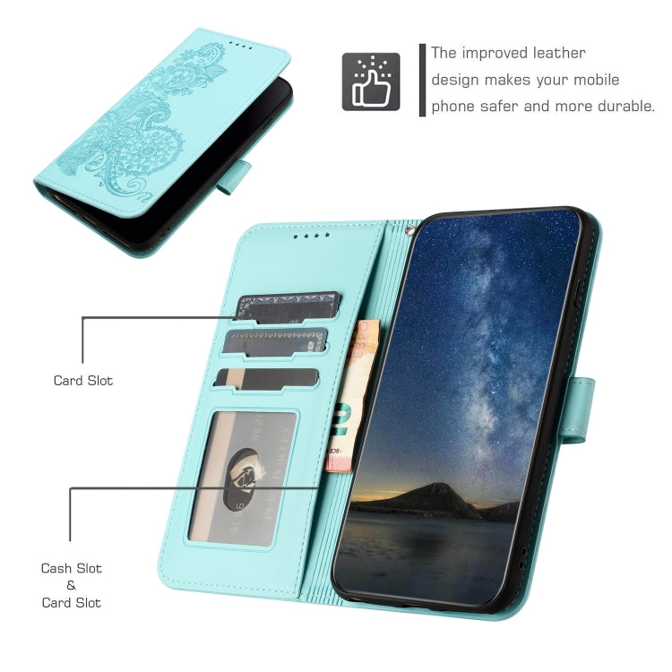 For Google Pixel 9 Datura Flower Embossed Flip Leather Phone Case(Light blue) - Google Cases by PMC TechLife | Online Shopping South Africa | PMC TechLife | Buy Now Pay Later Mobicred
