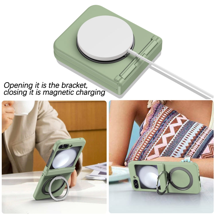 For Samsung Galaxy Z Flip5 5G 360 Degree Stand MagSafe Magnetic All-inclusive Phone Case(Light Green) - Galaxy Z Flip5 Cases by PMC TechLife | Online Shopping South Africa | PMC TechLife