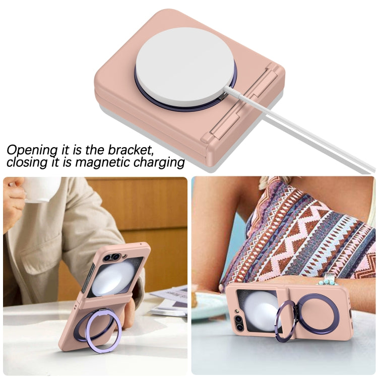 For Samsung Galaxy Z Flip5 5G 360 Degree Stand MagSafe Magnetic All-inclusive Phone Case(Pink) - Galaxy Z Flip5 Cases by PMC TechLife | Online Shopping South Africa | PMC TechLife